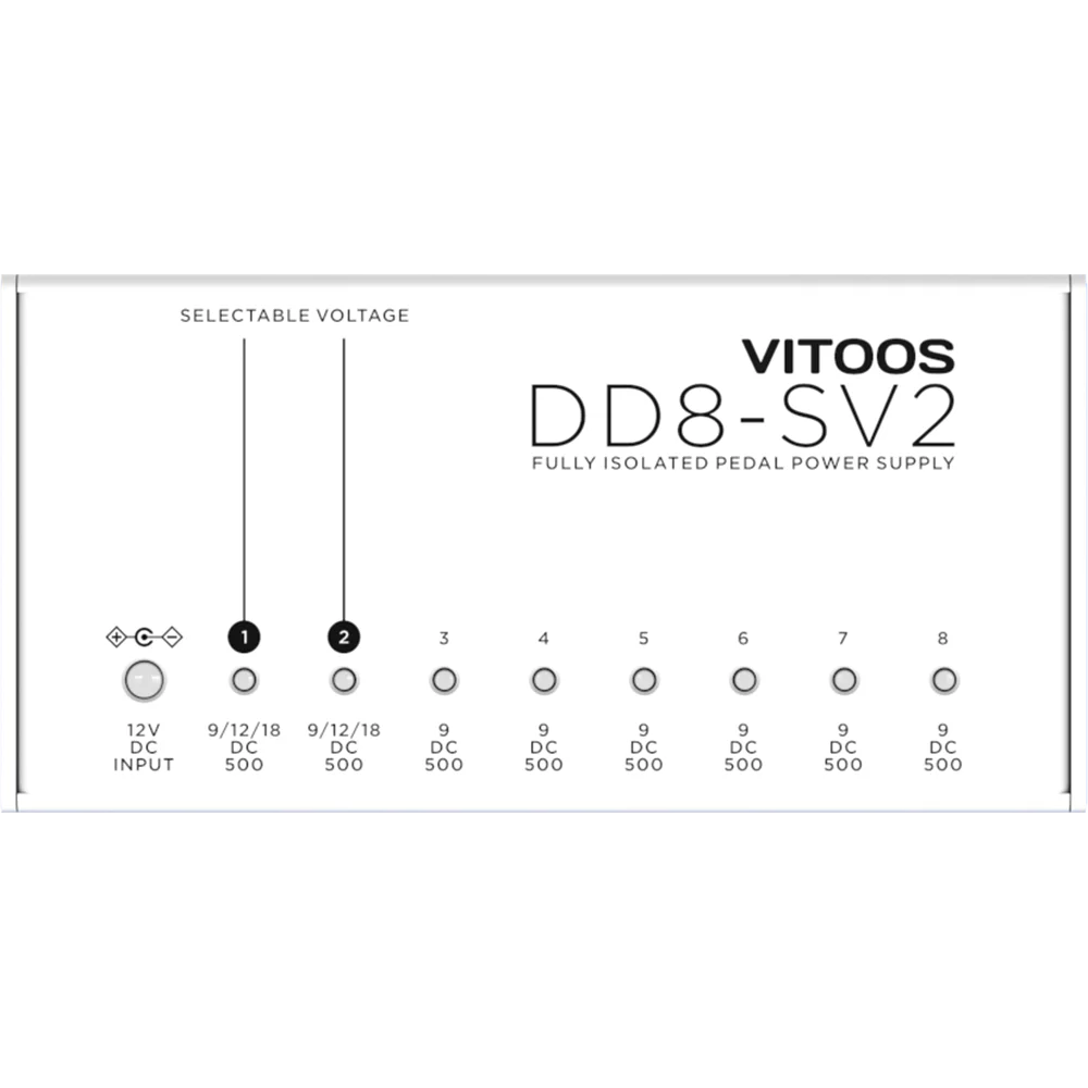 Vitoos-DD8-SV2 Efeito Pedal Power Supply, ISO8 Upgrade, totalmente isolado filtro Ripple, redução de ruído, alta potência Digital Effector