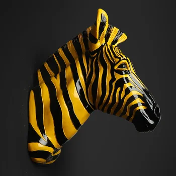 

$ Home Decoration Accessories Wall Above The Mural Decorations Zebra Head Statue Sculpture Furnishing Animal Spot Horse Pendant