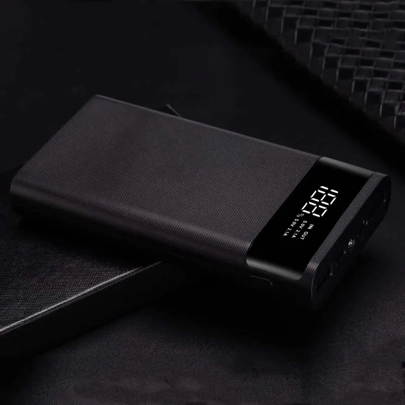 Black No Battery Micro type C usb порты DIY Внешний Аккумулятор Чехол 18650 батарея светодиодный светильник зарядка цифровой дисплей внешний аккумулятор комплект частей Внешнее зарядное устройство - Цвет: Black No Battery