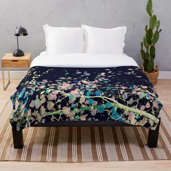 

Nature Pattern 4 Birch Blue Blanket Wool Flannel Plush Blanket Bedspread For office Sherpa Blanket Couch Quilt Cover Travel