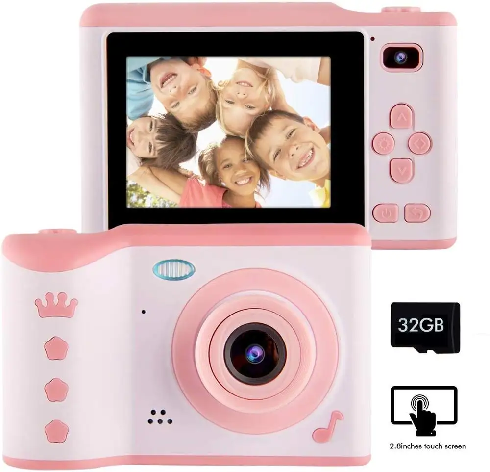 Детская цифровая профессиональная камера для детей HD 2,8 дюйма с сенсорным экраном, подарок на день рождения для детей, видеорегистраторы для мальчиков, Селфи - Цвет: Pink Color