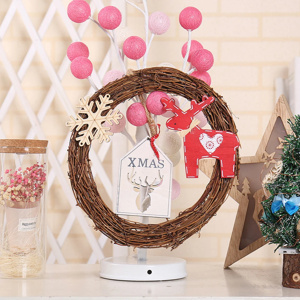 

Children Christmas Decorations DIY Lightweight Table LED String Light Home Ornaments Gift Bedroom Tree Rattan Star Heart Round