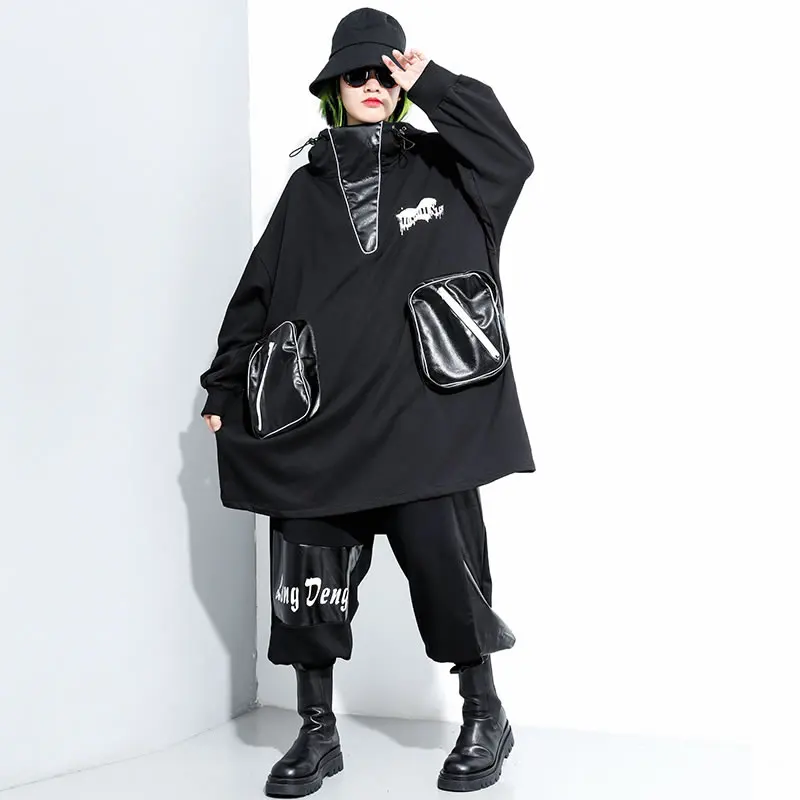 XITAO Patchwork Print Pattern Irregular Hoodie