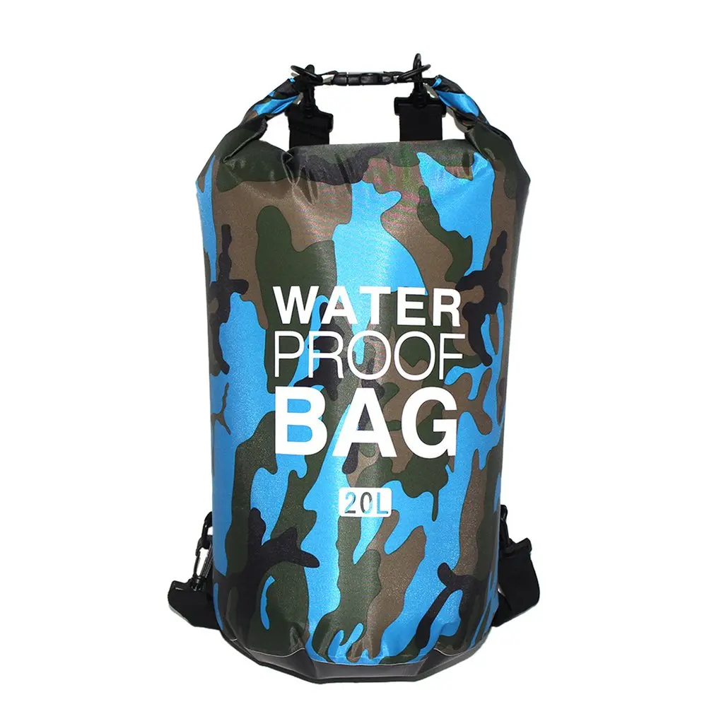 20L backpack blue Камуфляжная полиэфирная водонепроницаемая сумка на плечо, водонепроницаемая сумка-мешок, уличный портативный светильник, сумка для дрифтинга - Цвет: 20L backpack blue