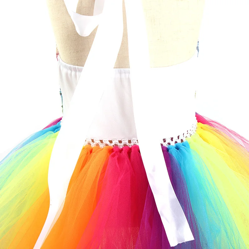 Rainbow Sequins Girl Princess Tutu Dress Kids Wedding Birthday Party Pageant Tulle Dresses Vestidos Children Bow Clothing (18)