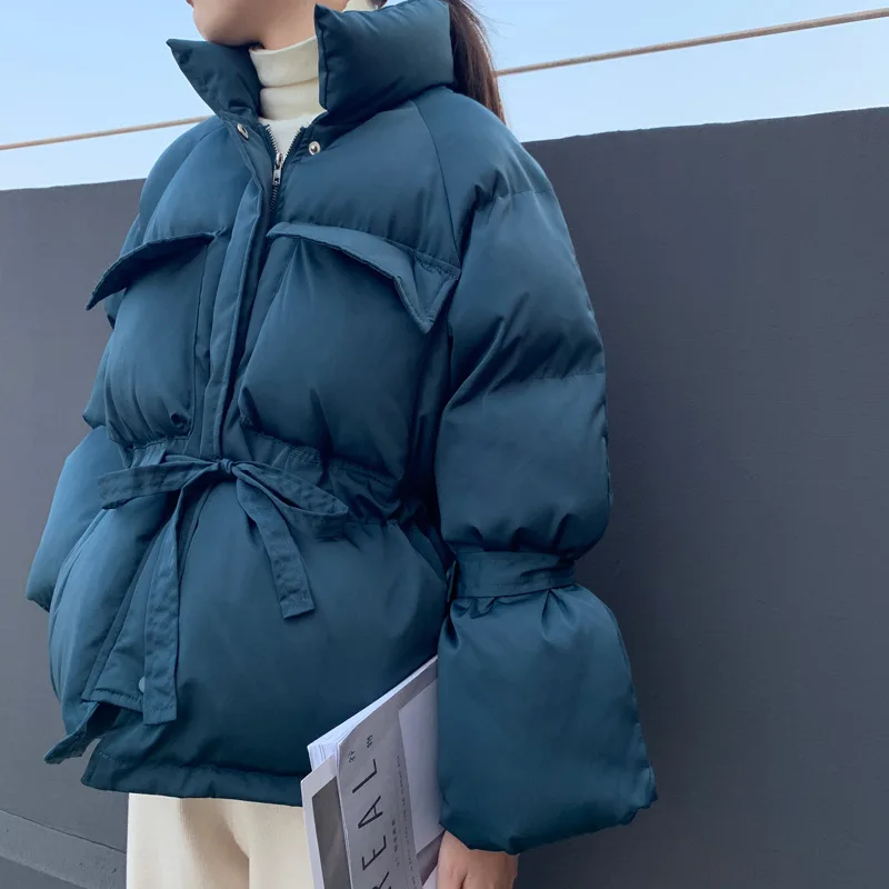 

Cotton-Padded Clothes Women's Korean-Style Short Cotton Overcoat Floral Sleeves Loose-Fit Down Cotton Coat Women Puffer Jacket