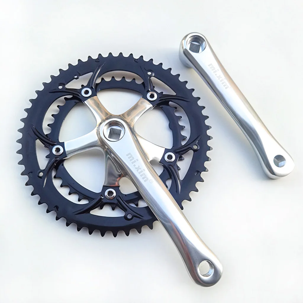 mi.Xim Bike Crankset 39-53T 6-10 Speed Double Chainring 130BCD 165mm Crankarms Cycle Fixed Gear Left Right Crankarms Cassettes