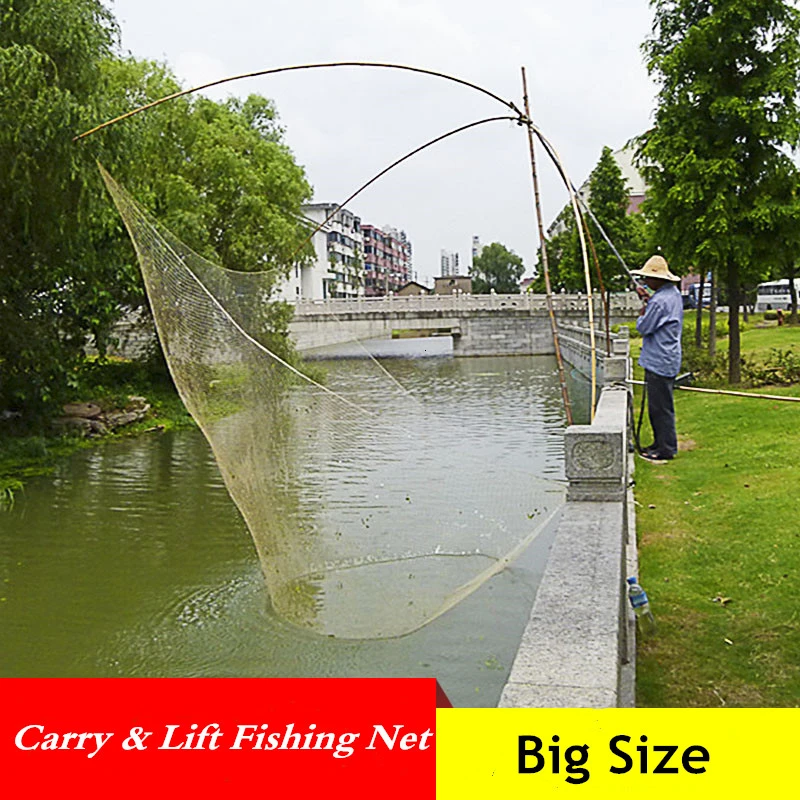 Large Capacity Foldable Fishing Net Outdoor Automatic Catch Fish Tool Lift  Net Fishing Gear Trawl Net Small Mesh Fishing Network