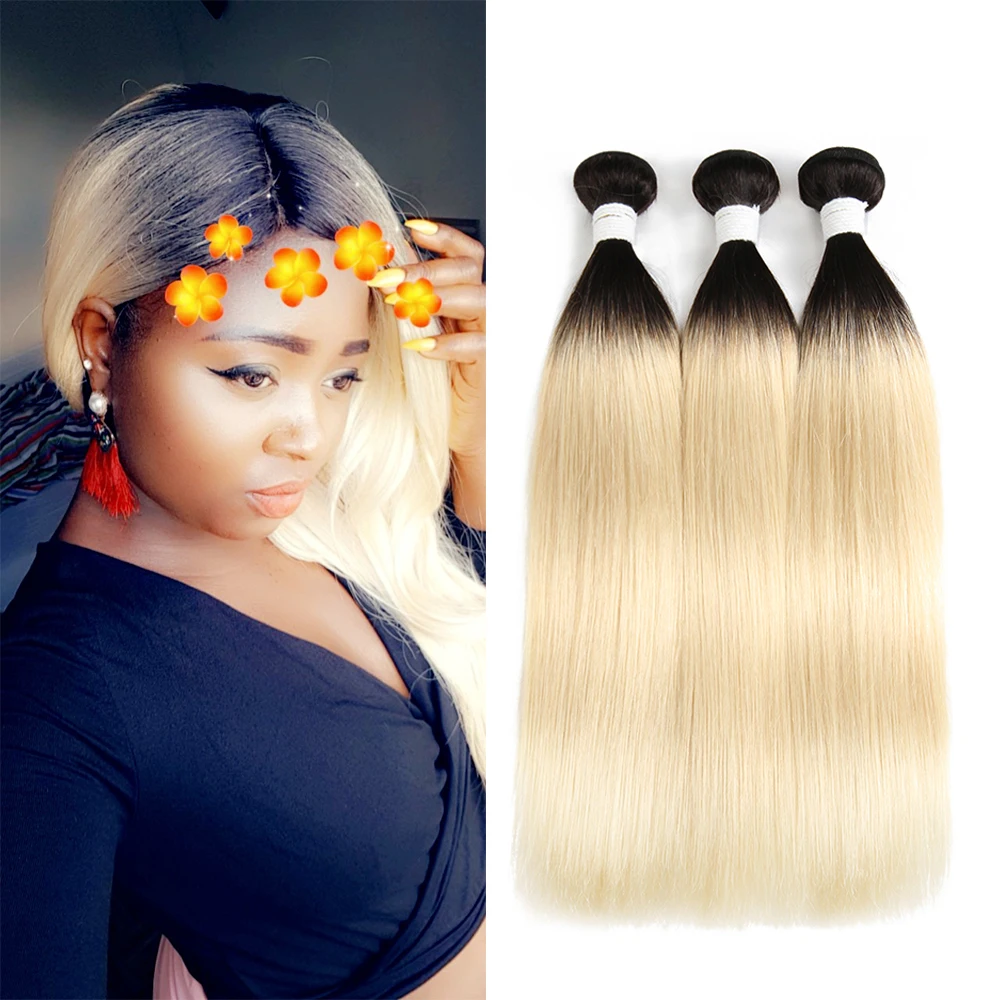 1b/613 # Ombre светлые пучки волос KEMY Hair 8 26 дюймов бразильские прямые человеческие