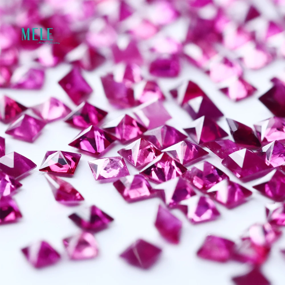 Natural Ruby 3mm square Princess Cut bare Stone gemstone Pendant ring high-end jewelry matching stone