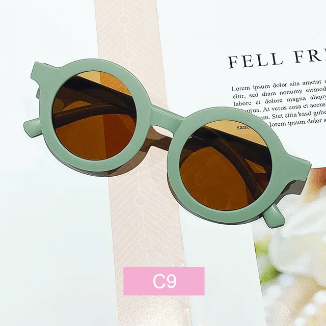 Free shipping children's color round frame light PC cute small face sunglasses Frame Tea Slices