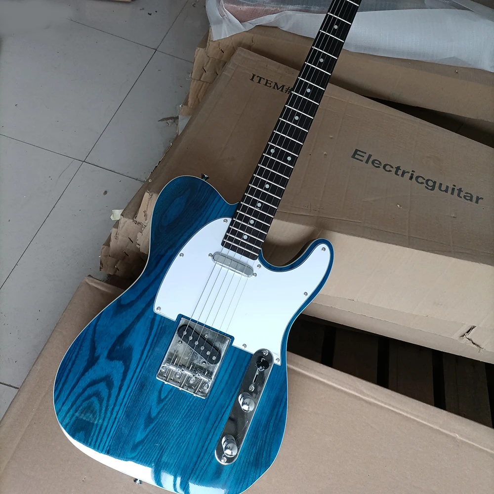 Free Shipping 6 Strings Blue Electric Guitar with Ash Body Rosewood Fretboard | Спорт и развлечения