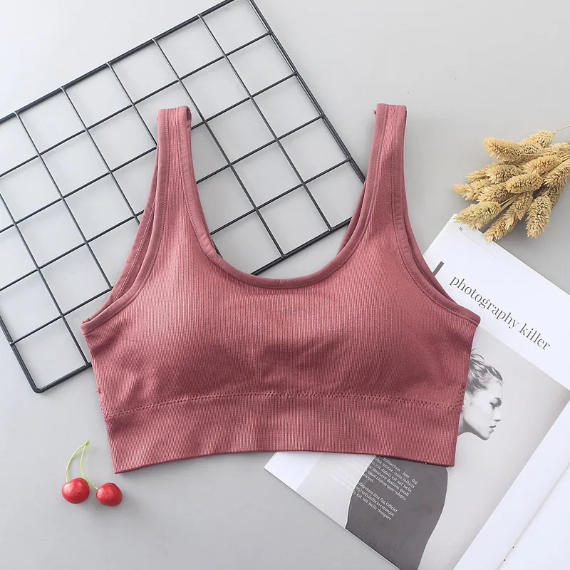 Women Seamless Padded Bralette Crop Tank Crop Top Yoga Sports