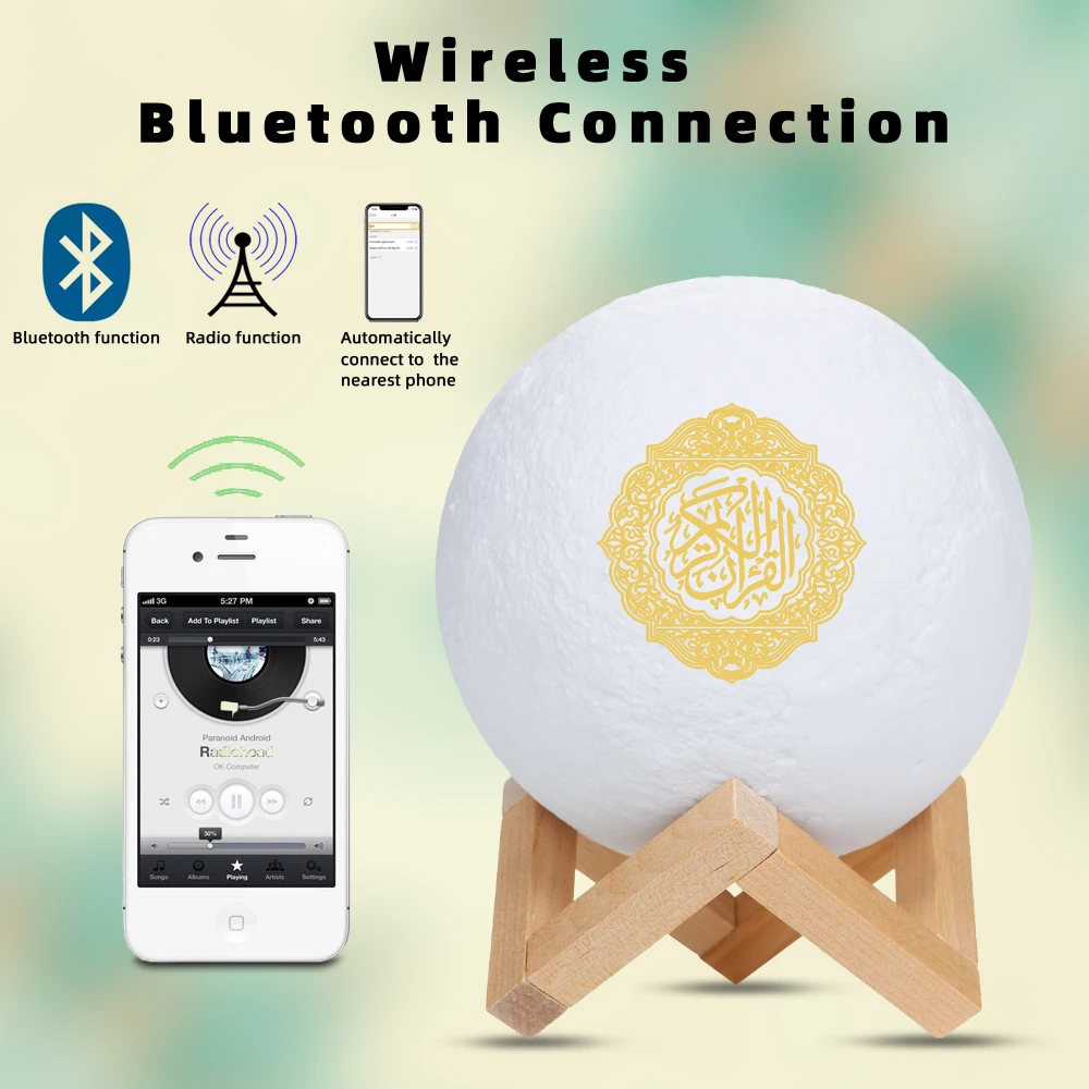 Muslim Quran Speaker APP control Speaker Dropshipping 3D Print Star lamp Wireless Colorful remote Touch veilleuse coranique