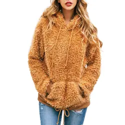 Зимние толстовки Харадзюку флисовая толстовка женская модная повседневная Уличная пуловер зимнее пальто для женщин