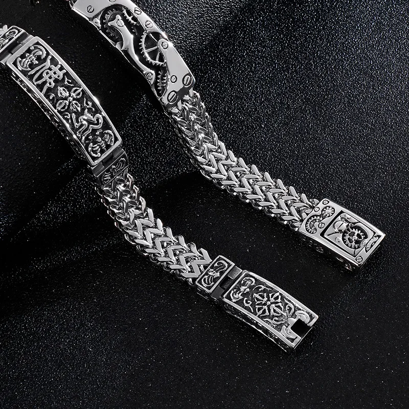 Индивидуальный мужской тренд Браслет из нержавеющей стали шесть слов мантра Будда цепь титановая сталь Килевой браслет