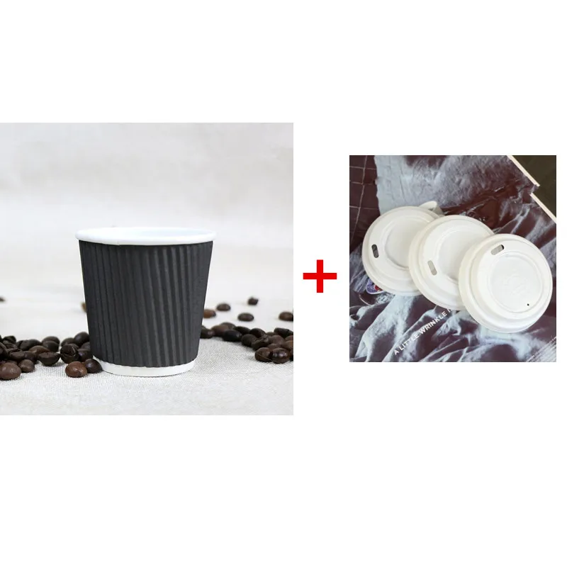 cup and lid 50 шт Высокое качество двойной слой утолщаются одноразовые кофейные чашки 4 унции 100 мл маленький мини горячий напиток молоко чай соевый бумажные стаканчики с крышками - Цвет: cup and lid