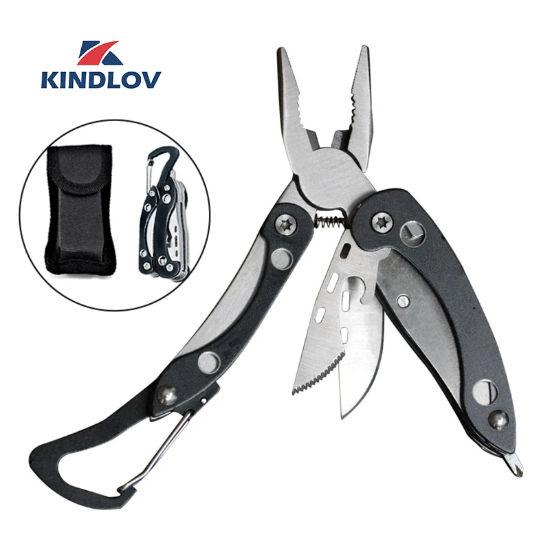 KINDLOV Multitool Pliers Portable Folding Pliers Wire Stripper Keychain Knife Screwdriver Outdoor Hiking Camping Tool Hand Tools