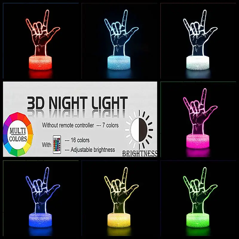 Светодиодсветодиодный лампа Rock с жестами креативный декоративный светильник 3D
