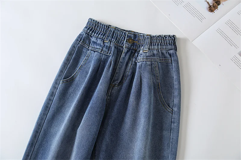 OMIKRON Plus Size Women High Waist Boyfriend Jeans for Women Mom Jeans Dropshipping New Cotton Blue Denim Pant Harem Pants