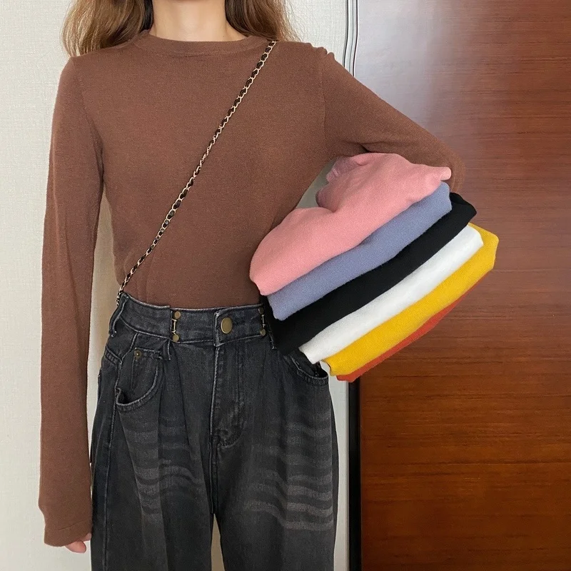 Футболка женская оверсайз базовая эластичная рубашка с круглым вырезом в