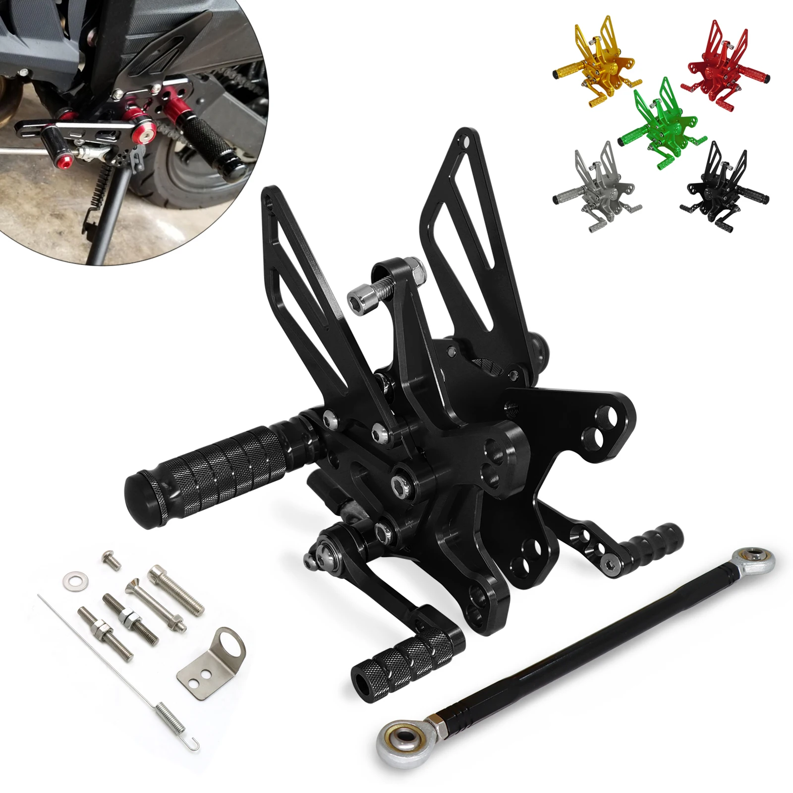 

Регулировочные алюминиевые подставки для мотоциклов, задняя педаль, подставки для ног для KAWASAKI ZX10R, искусственные подставки 2011-2017