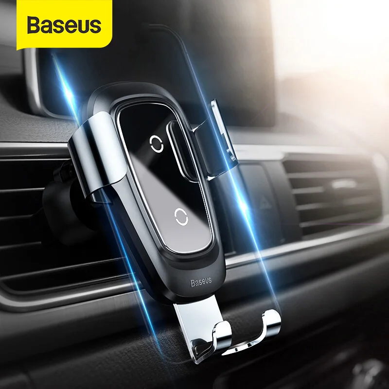 Baseus Qi Wireless Charger Car Phone Holder for iPhone 11Pro Samsung Mobile Phone Holder Stand Air Vent Mount Gravity Car Holder