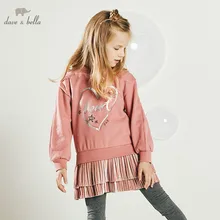 DBK10722 dave bella/осеннее модное драпированное платье для девочек детское милое платье детская одежда в стиле «лолита»