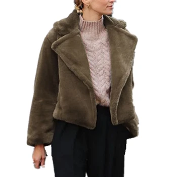 

Women Faux Fur Coat Fuzzy Jacket Turn Down Collar Teddy Shaggy Warm Thick Soft Elegant Overcoat Winter Female Outwear