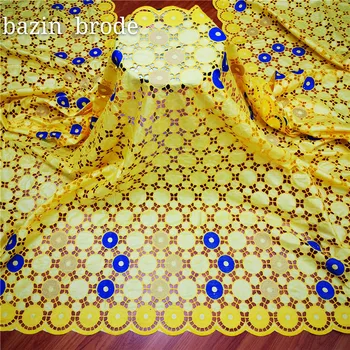

5y New arrival african Bazin riche fabric with beads embroidery lace / bazin riche dress material Nigerian 9L062301