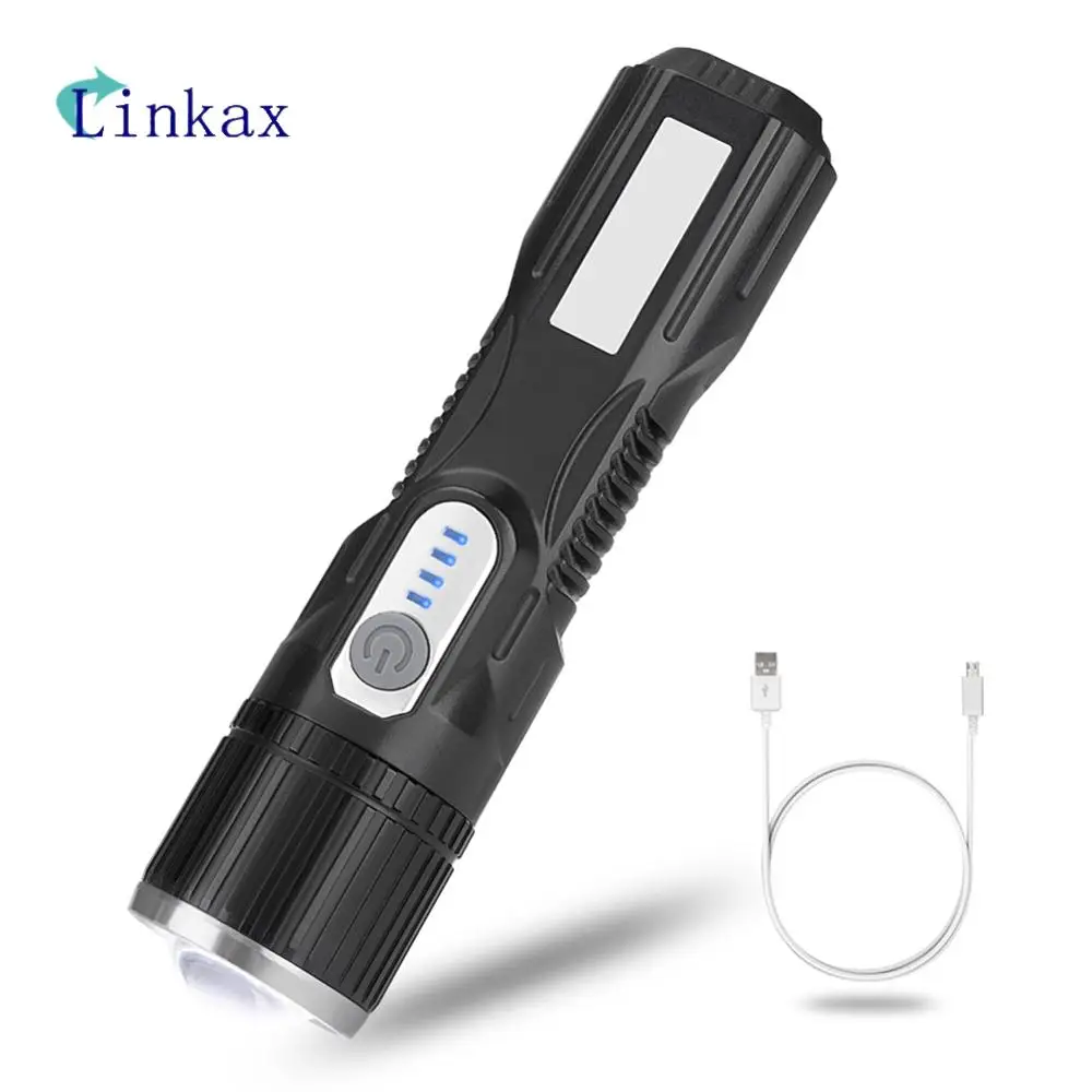 Портативный фонарик с COB матрицей 5 режимов зарядка через USB Регулируемый