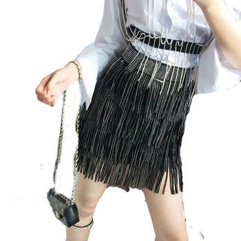 

Bling Beading Skirts Women Skirts with Belt Womens Autmn Sexy Mini High Waist Black Female Fashion Korean Cake Skirt SA514S30