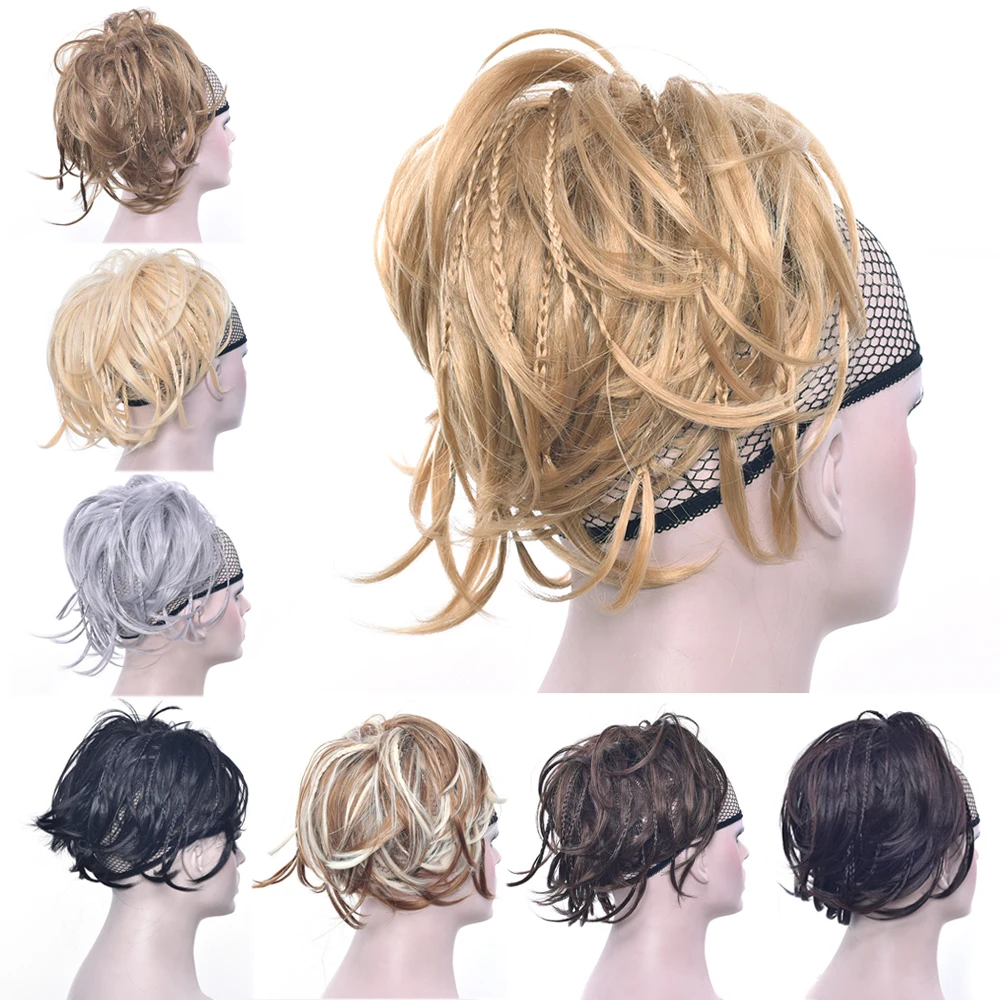 

Soowee Women Synthetic Hair Band Brown Scrunchies Hair Bun Chignon Braid Hair Donut Bun Roller Headband