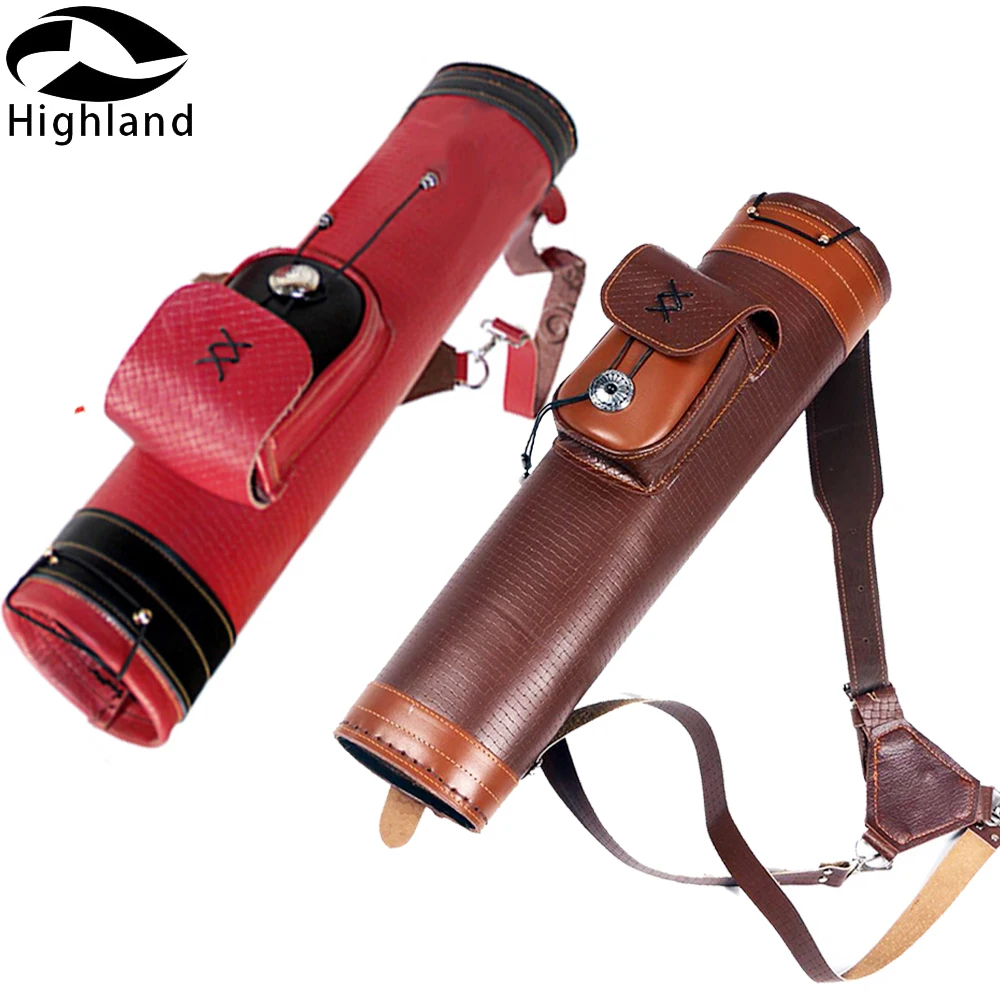 Traditional Portable Pouch Shoulder Belt Bag Carrying Genuine Leather Archery Quiver Arrow Back Quiver For Archery Shooting