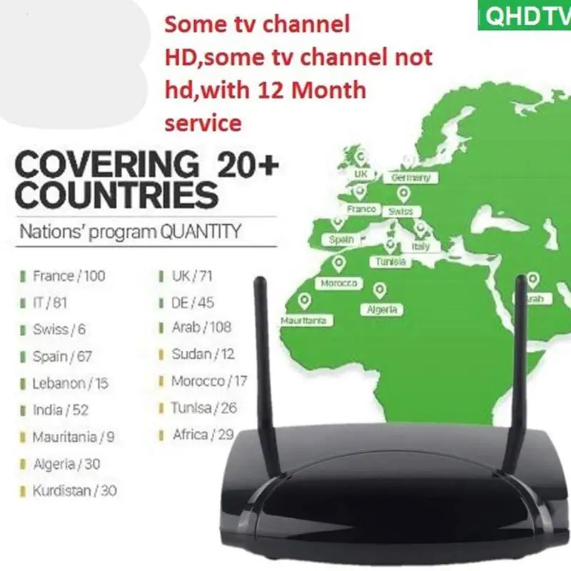 QHDTV IPTV Subscription Android 8.1 R2 4K IPTV Code 1 Year IPTV France Belgium Dutch Arabic Tunisia Algeria IP TV