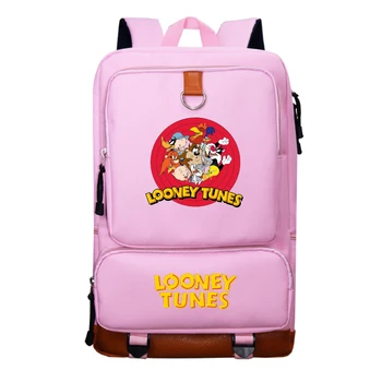 

Looney Tunes new printed men and women travel backpack 15 inch laptop backpack student black school bag