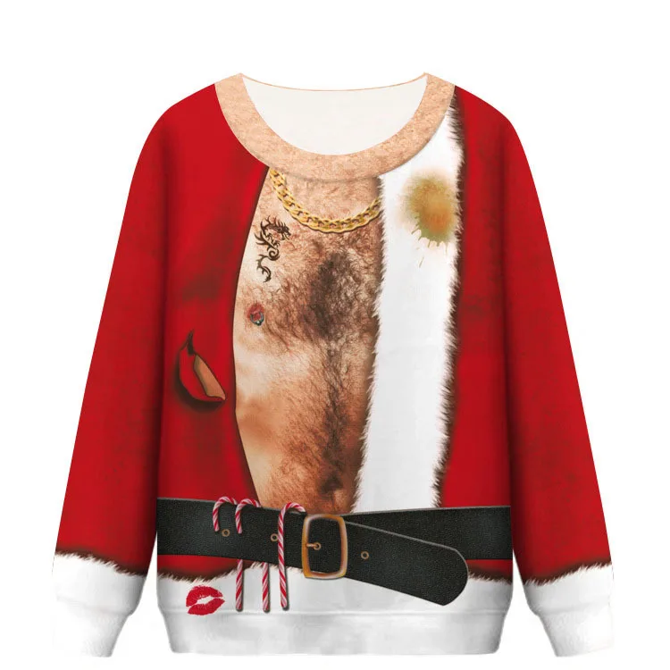 3D модный свитер Снеговик Олень Санта-Клаус Рождественский узорный Уродливый Рождественский свитер Топы для забавных мужчин и женщин унисекс пуловеры - Цвет: picture  color