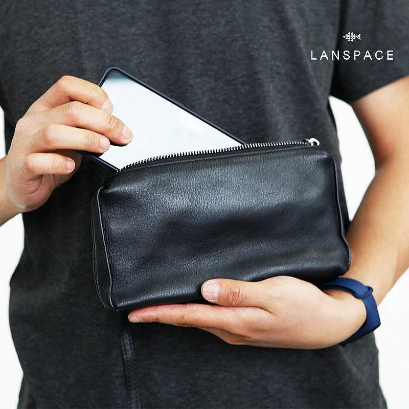 Мужской кожаный кошелек LANSPACE модные кошельки с отделениями для монет от