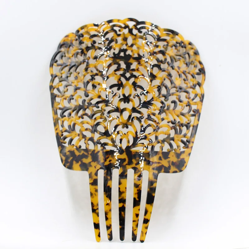 Moda popular pentes de cabelo largo tartaruga flor esculpida acr&iacute;lico concha pentes para senhoras