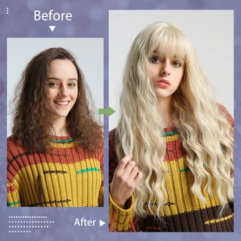 Inhair Cube Women’s Wig Light Blonde Synthetic Hair Long Curly Wig Heat Resistant Weave Lolita Wigs For Women Use and Cosplay 2
