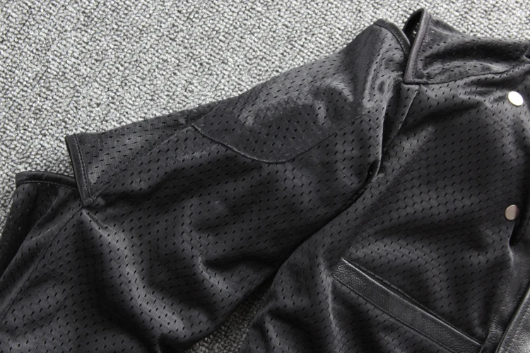 ABOORUN Men's Genuine Cowhide Leather Jacket Black Slim Motorcycle Biker Real Leather Jacket for Male R3291