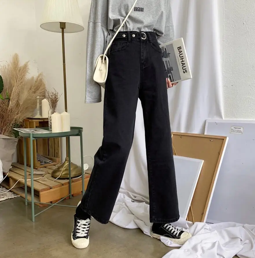 Style 2 Джинсовые шаровары, черные джинсы для женщин, осень, Boyfriend, джинсовые широкие брюки, большие, с высокой талией, джинсы, уличная одежда - Цвет: Style 2