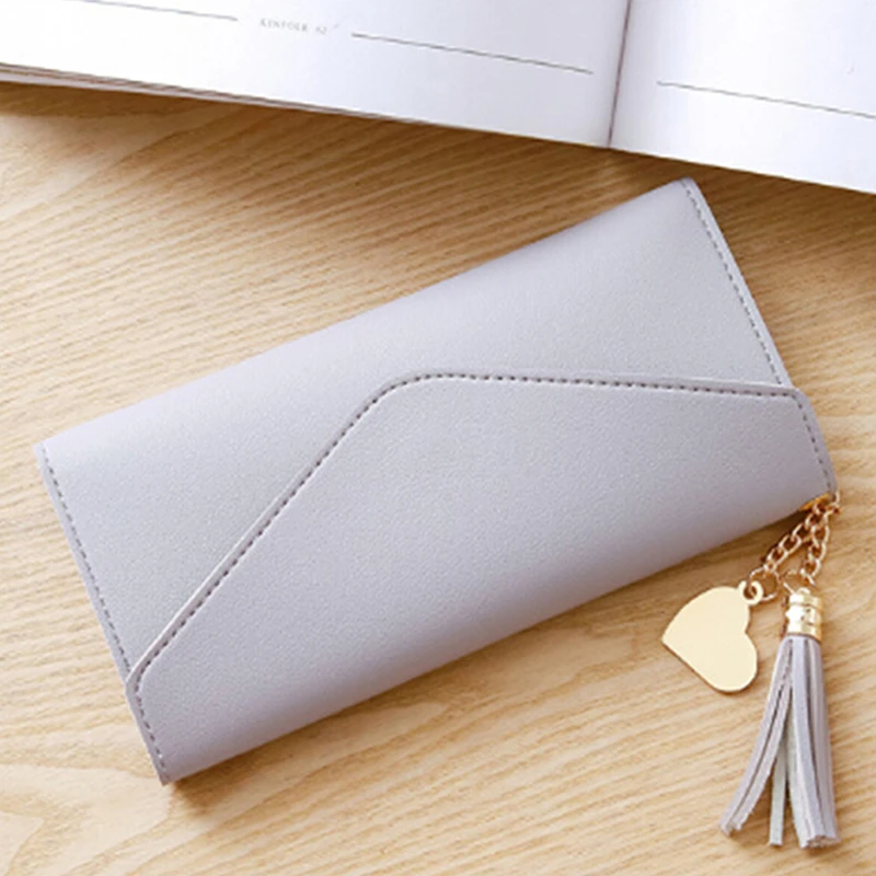 Cartera cuero sintético para mujer, borla, tarjetero, 2020|Carteras| - AliExpress