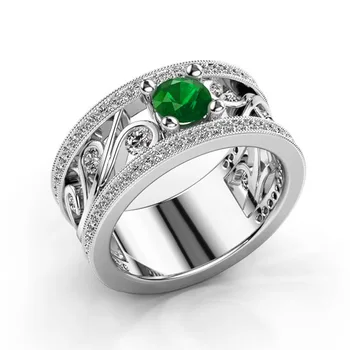 

Luxruy Female Green Zircon Rings For Women Fashion Jewelry Vintage Rhinestone Engagement Rings