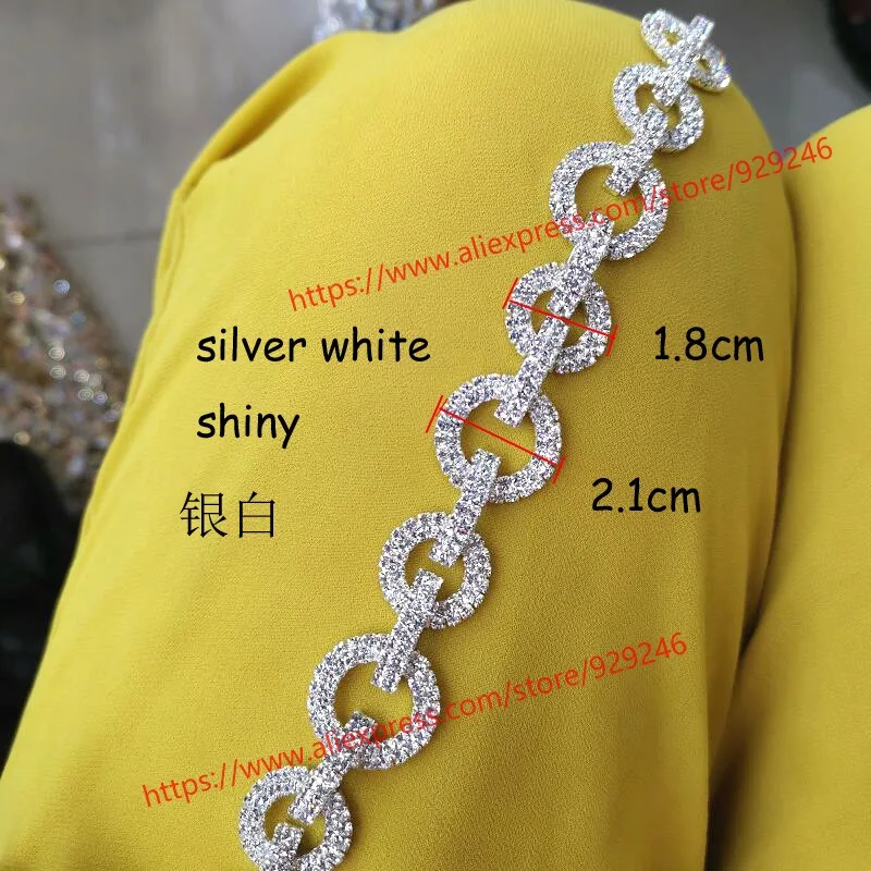 Блестящий прозрачный белый кристалл цепочка для свадьбы круглые стразы двора планки для пальто платье одежды сумки украшения