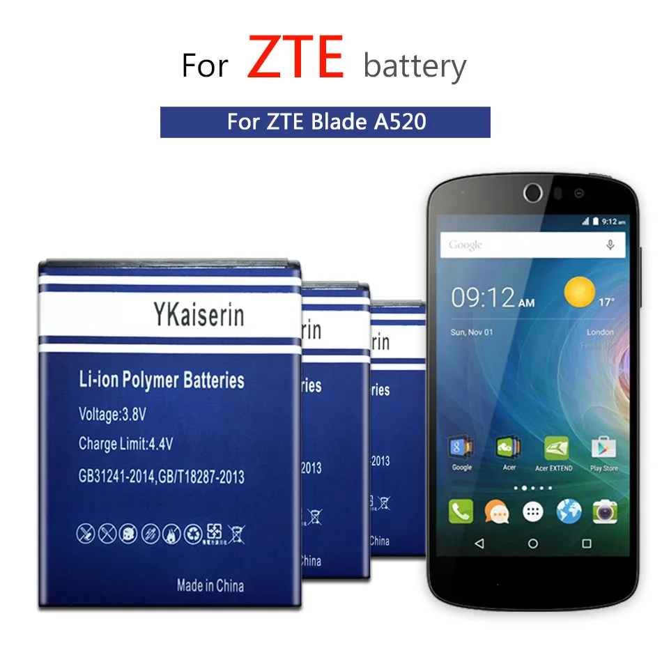Высокое качество 4100 мАч Li3824T44P4h716043 батарея для zte Blade A520 A521 BA520 аккумулятор для мобильного телефона Bartterij