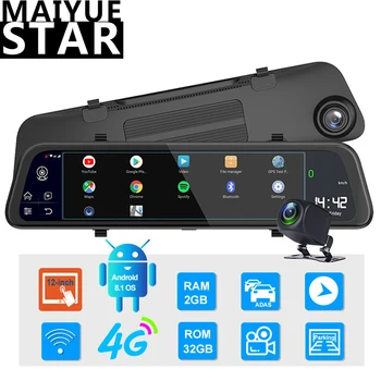 

Maiyue star 12 inch Android 8.1 4G dash cam car mirror dvr camera RAM2G ROM32G GPS navigation recorder ADAS WIFI Dual1080P dvrs