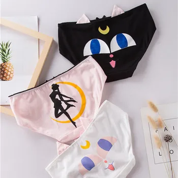 

Sailor moon cat print cute cotton women panties kawaii breathable femal underwear