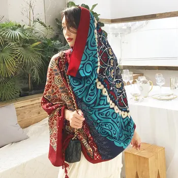 

Women Stylish Scarf Retro Ethnic Style Holiday All-match Sunscreen Wraps Long Shawl Beach All Seasons Scarves