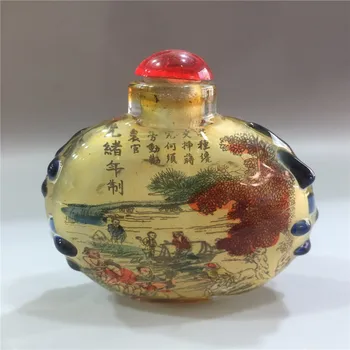 

Chinese glass built-in painting snuff bottle Characters pattern and poems